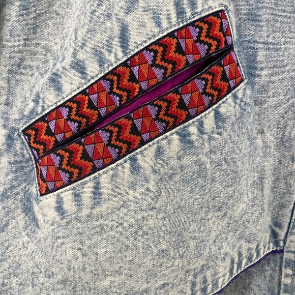 Vintage Retro 80s Gitano Acid Wash Denim Puffer Coat Size M - Picture 3 of 13